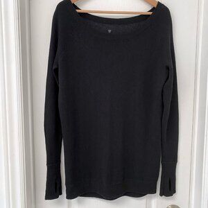 Lululemon - Black Knit Long Sleeve Top - Thumbholes - Lightweight Pullover